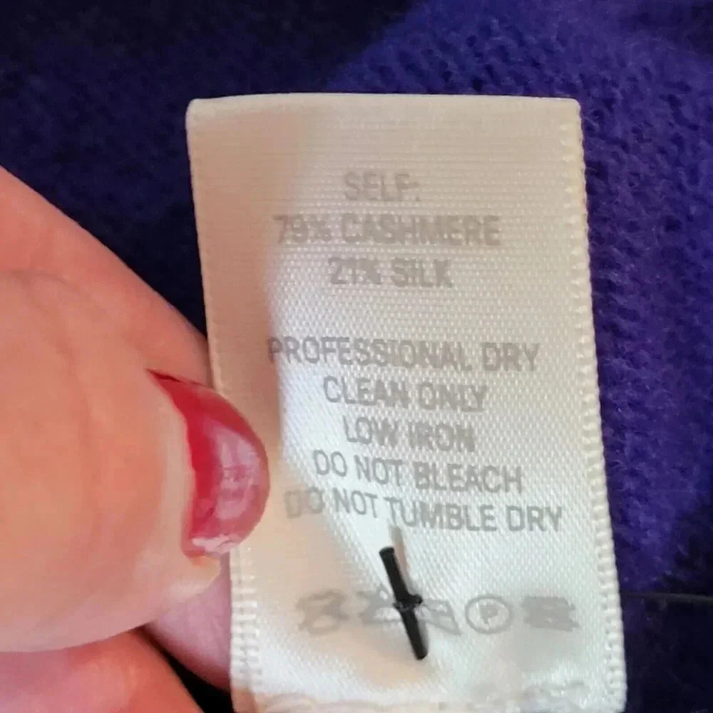 LAPOINTE Airy Cashmere Silk Fitted Cut Out Top In IndigoLarge Cold Should… - Picture 13 of 16